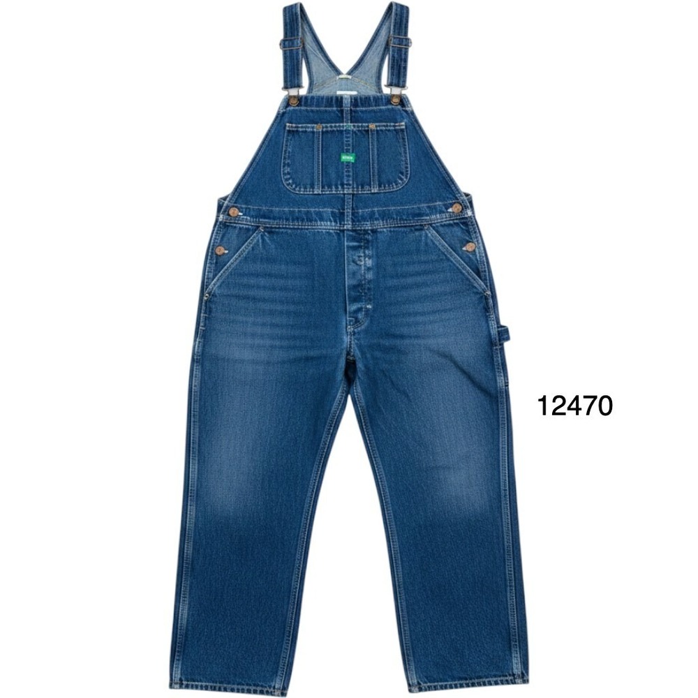 Key Imperial Overalls Mens 46x32 Blue Distressed Carpenter Bib Denim Workwear